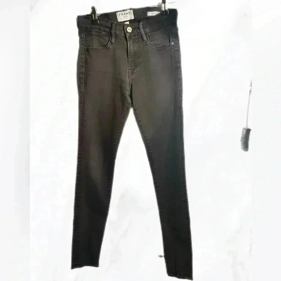 Frame black Le high  skinny “vian” trendy stretch 5 pocket casual denim jeans 26 - Picture 2 of 4